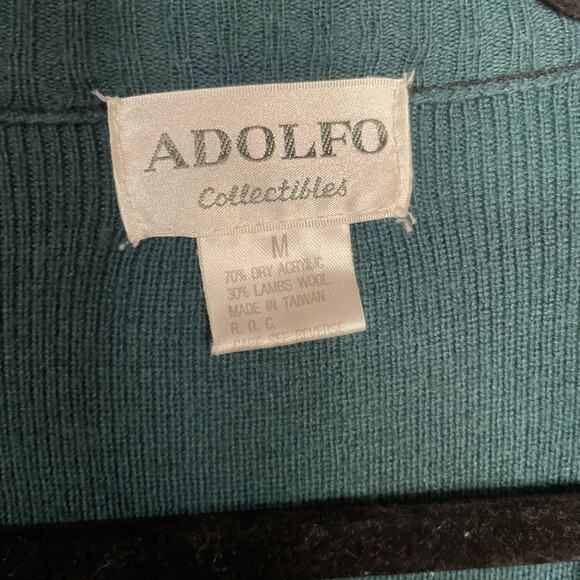 Adolfo Collectibles Women’s Medium Green Cardigan - Wool Blend / Gold Buttons - Picture 2 of 6